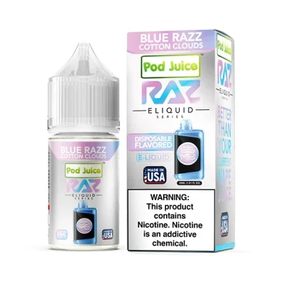 Blue Razz Cotton Clouds Pod Juice & RAZ Salt Nic E-Juice 30ml