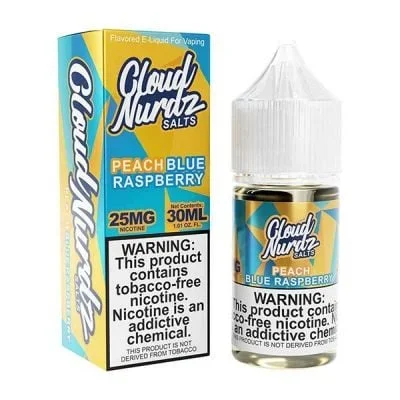 Cloud Nurdz Peach Blue Raspberry TFN Salt Nic E-Juice 30ml